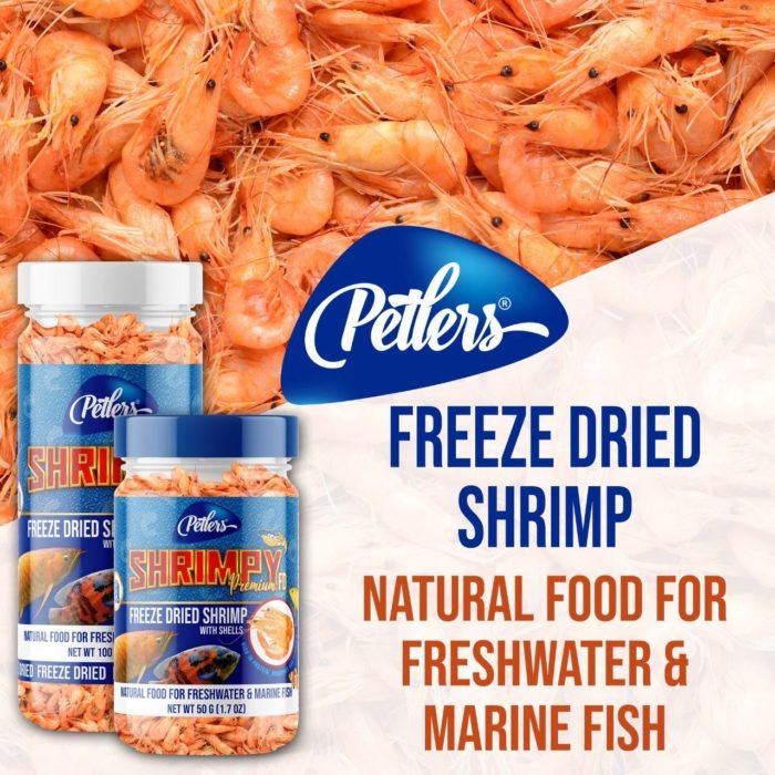 Petlers Shrimpy Premium Food 50Gm I Freez Dried Shrimp With Shells For Fresh Water And Marine Fishes Petlers