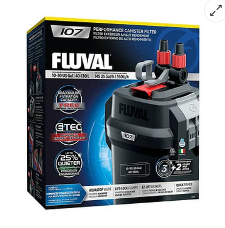 Fluval 107 Performance Canister Filter, Up To 30 US Gal (130 L) Fluval
