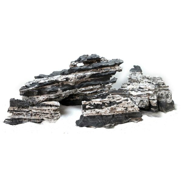 Aquarium Rock Black & White Multilayer Thick Line Stone 15kg