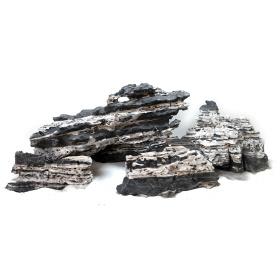 Aquarium Rock Black & White Multilayer Thick Line Stone 20kg