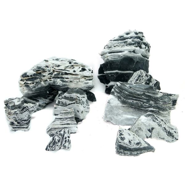 Aquarium Rock Black & White Multilayer Thin Line Stone 5kg